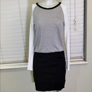 Piperlime Collection Gray and Black Long Sleeve Dress